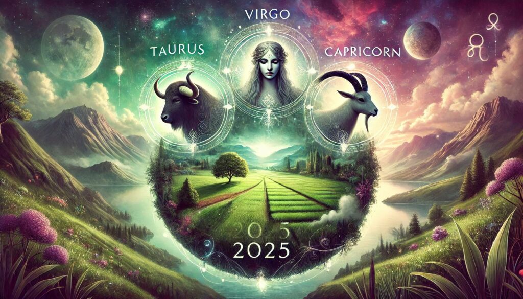 zodiac sign personality predictions for earth signs Taurus, Virgo, Capricorn in 2025 easy-psychics