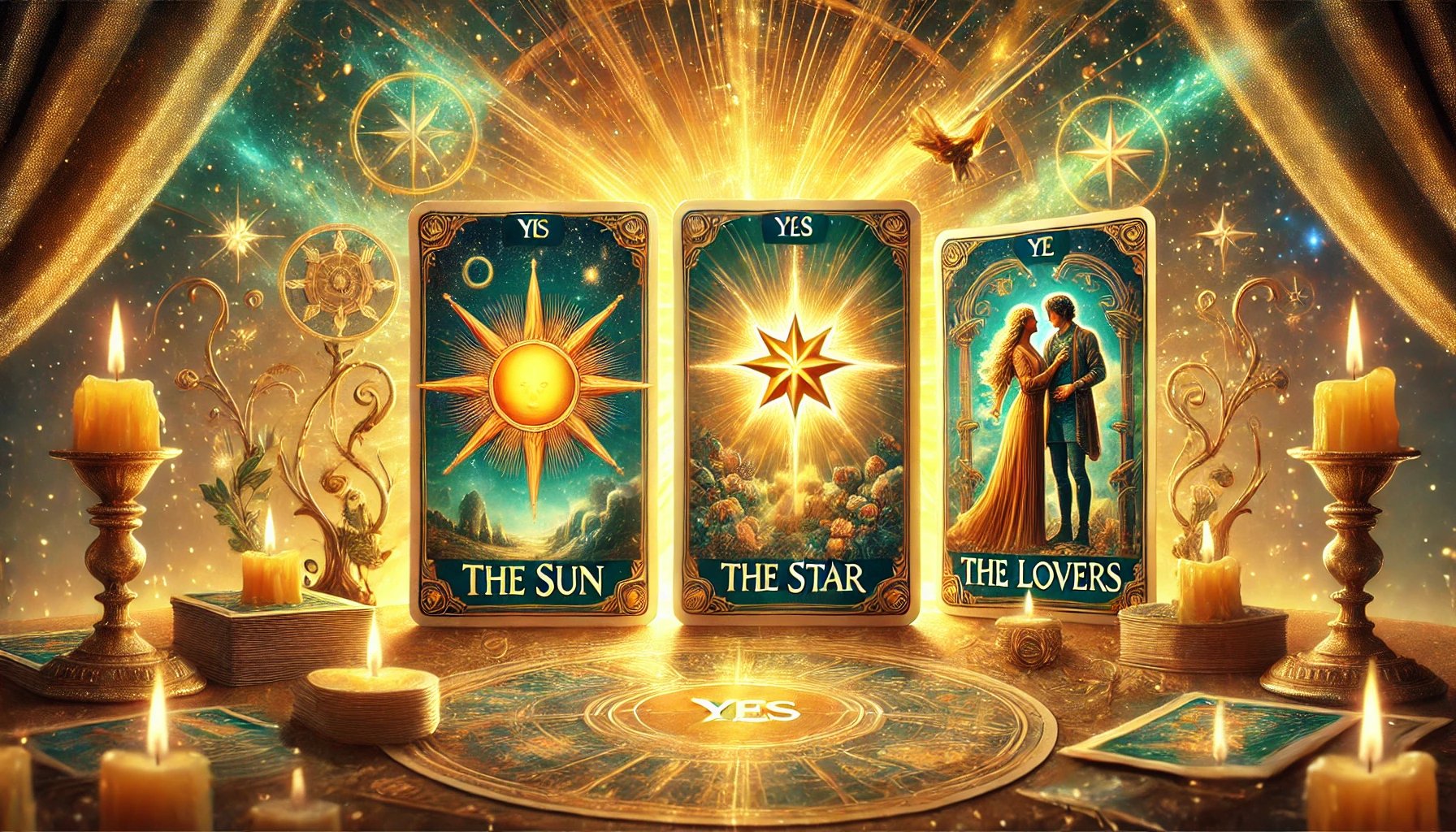 yes card with the card sun, the star and the lovers from Esmeralda.chat