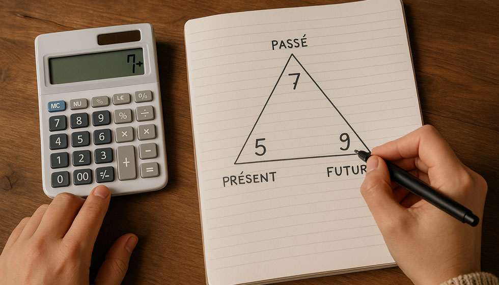 Personne prenant des notes pour calculer son triangle numérologique.