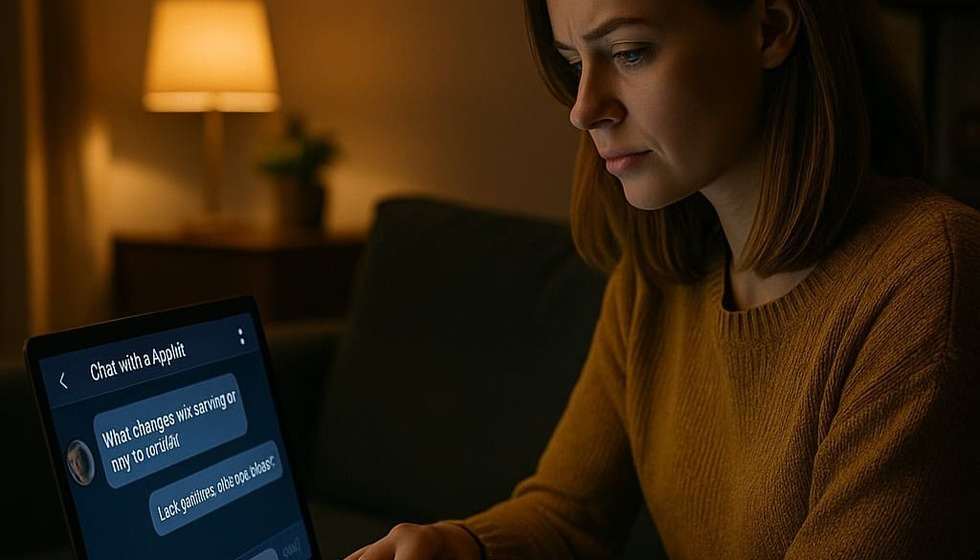 Échange en direct avec un médium via tchat, question et réponse affichées à l’écran