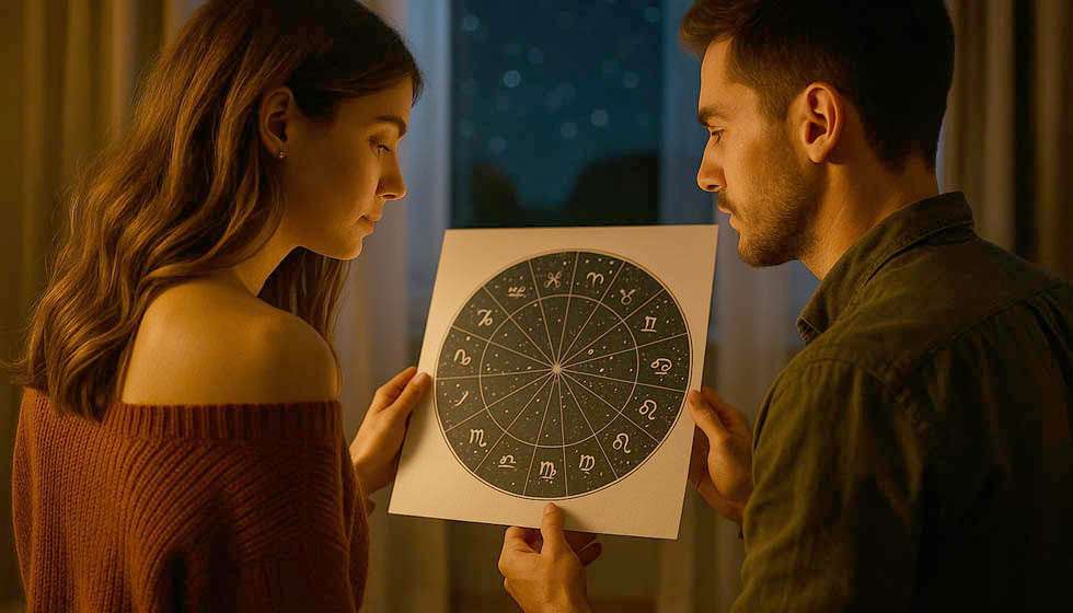 un couple observant ensemble une carte du ciel, entre distance et rapprochement