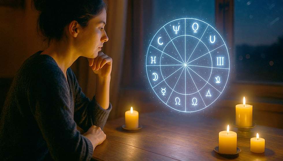 Carte du ciel astrologique mise en évidence avec planètes clés liées à l’intuition