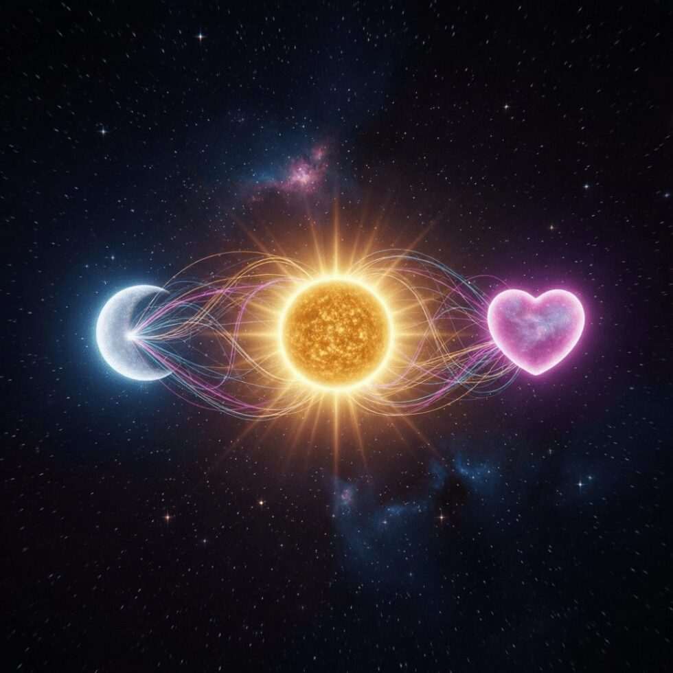 A modern, symbolic image of celestial energy representing romance in astrology.