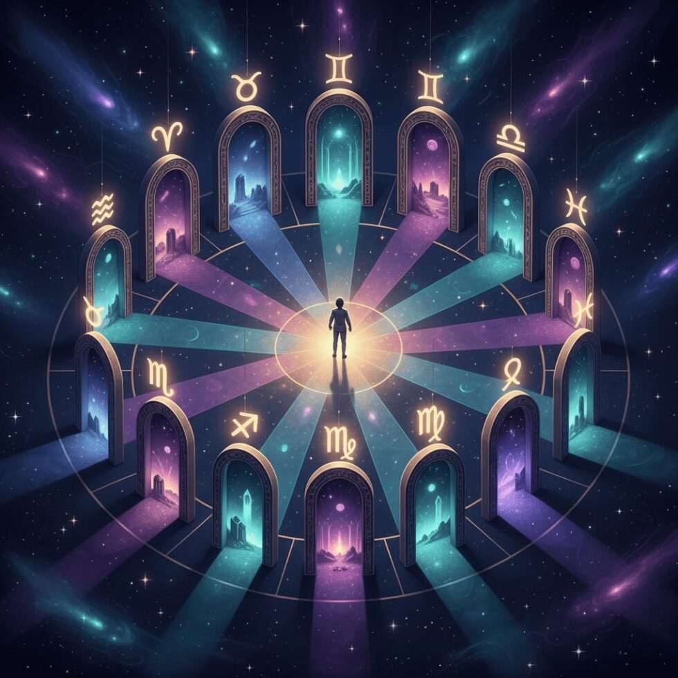 Twelve career paths representing different Midheaven zodiac signs and their unique life purpose in astrology