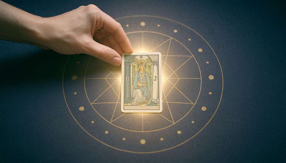 geste symbolique de protection avant un tirage de tarot