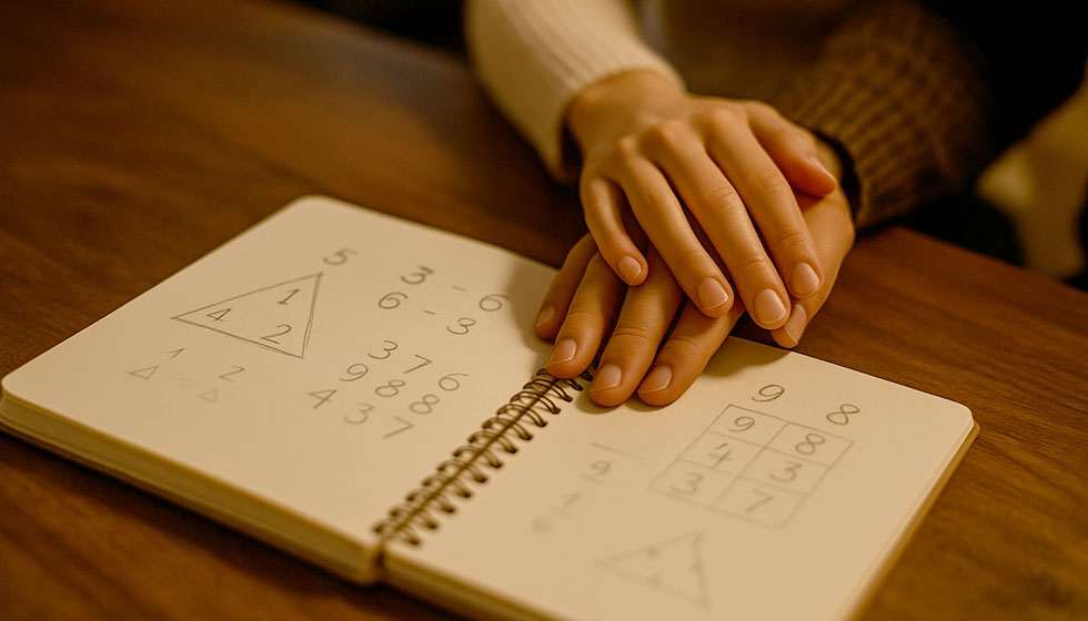 Plusieurs couples discutent autour d’une grande table où sont disposées des cartes portant les chiffres de 1 à 9, représentant les différents profils numérologiques amoureux et leurs compatibilités.