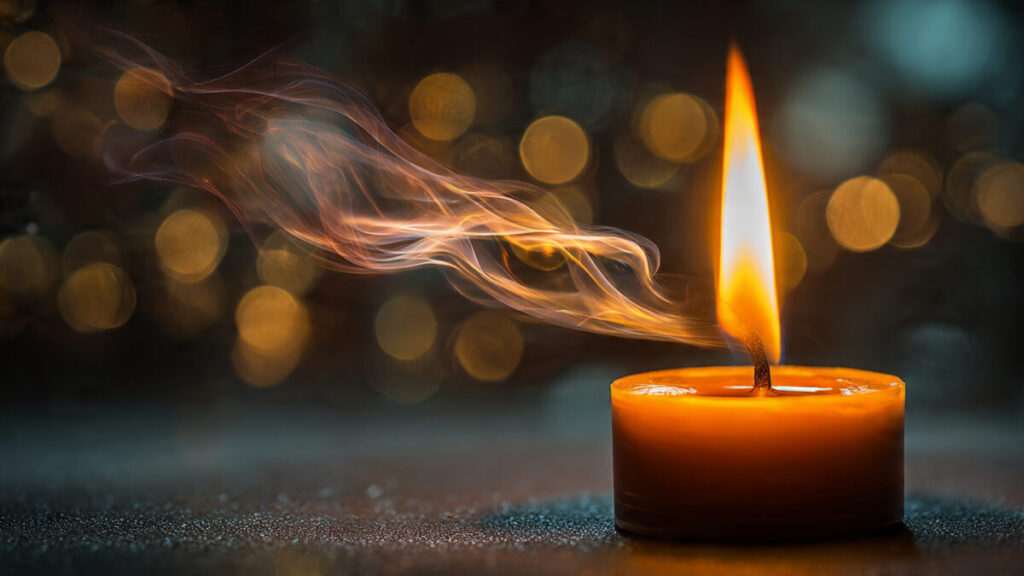 Candle smoke forming a Sagittarius arrow