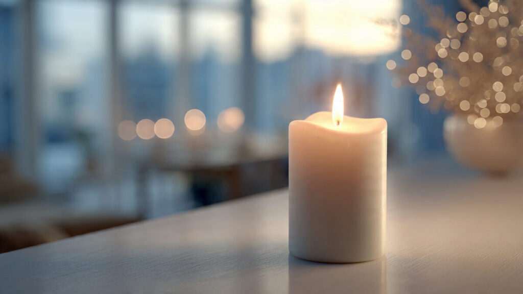 Single glowing candle representing the 1 Universal Year energy