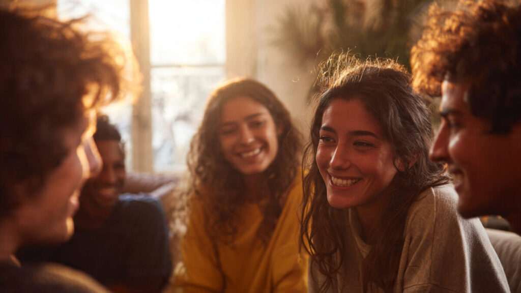 riends gathering to discuss February 2026 astrology and intentions