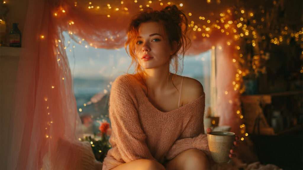 Woman sitting by window in deep thought reflecting on soulmate connections and spiritual love