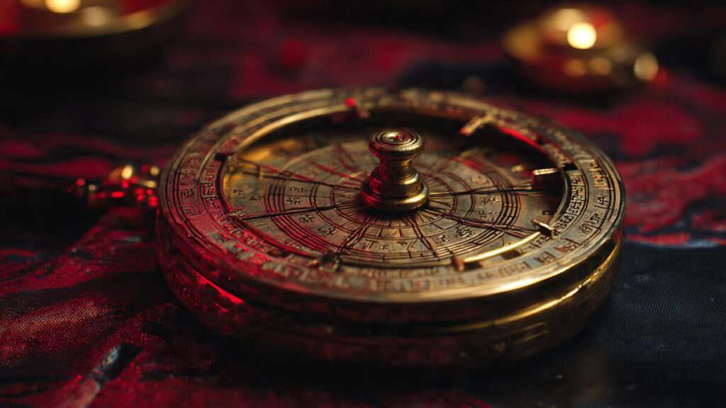 Golden Chinese compass glowing with heat for Chinese Zodiac 2026
