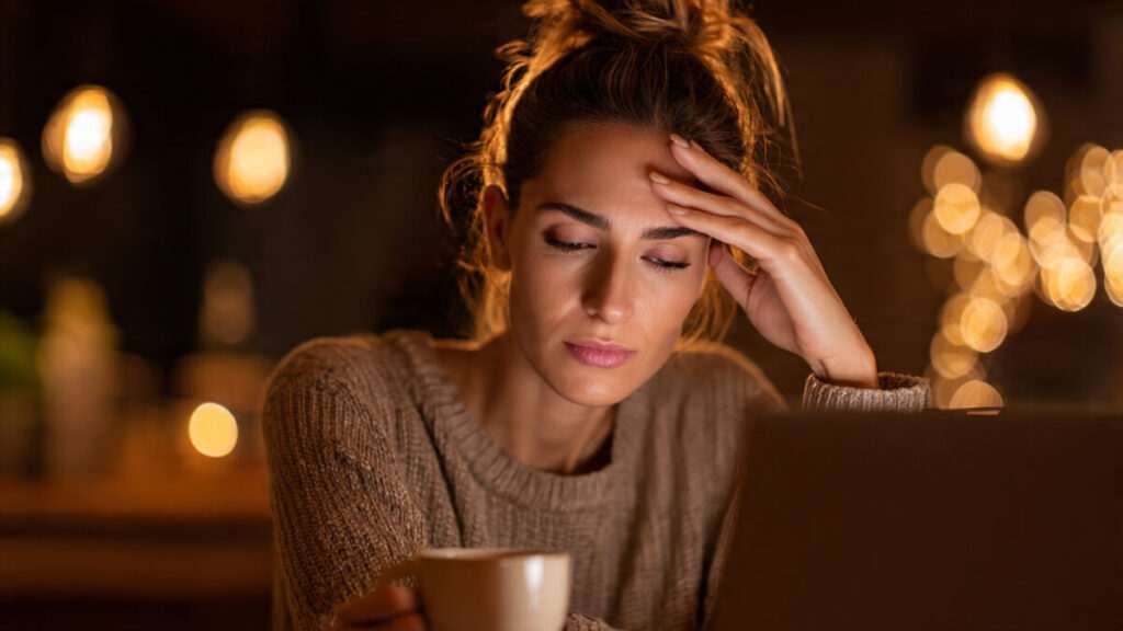 Woman experiencing brain fog and feeling tired before retrograde