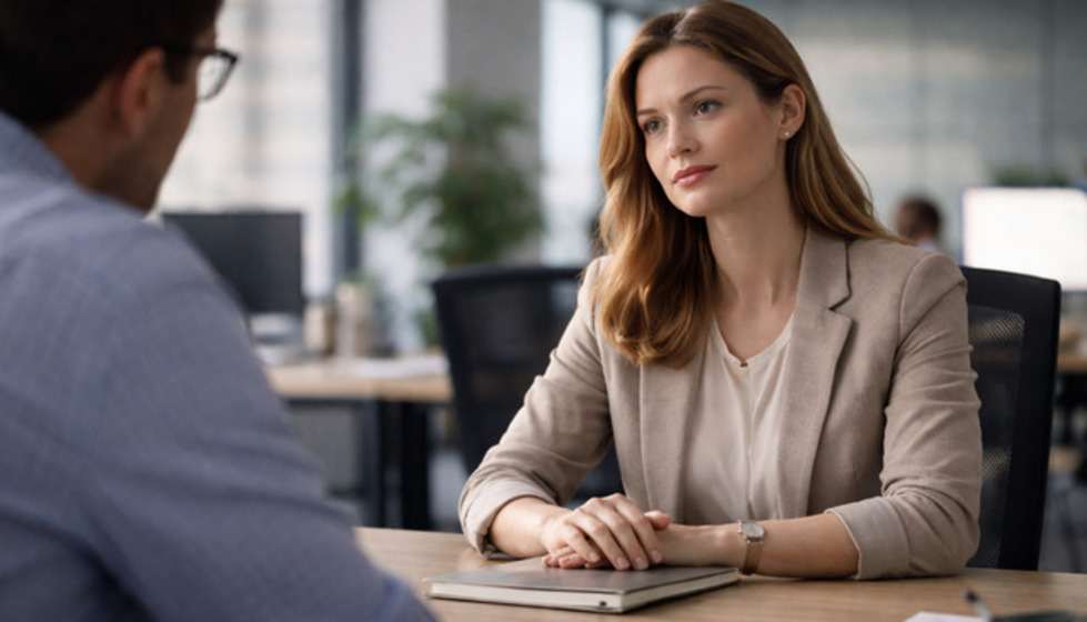 Personne posant une limite calmement avec une posture assurée