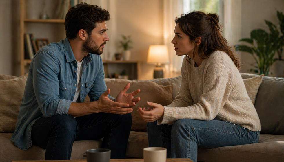 discussion calme entre deux personnes pour clarifier leur relation