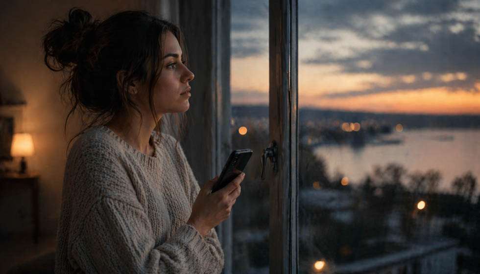 personne réfléchissant avant de répondre à un message sur son téléphone