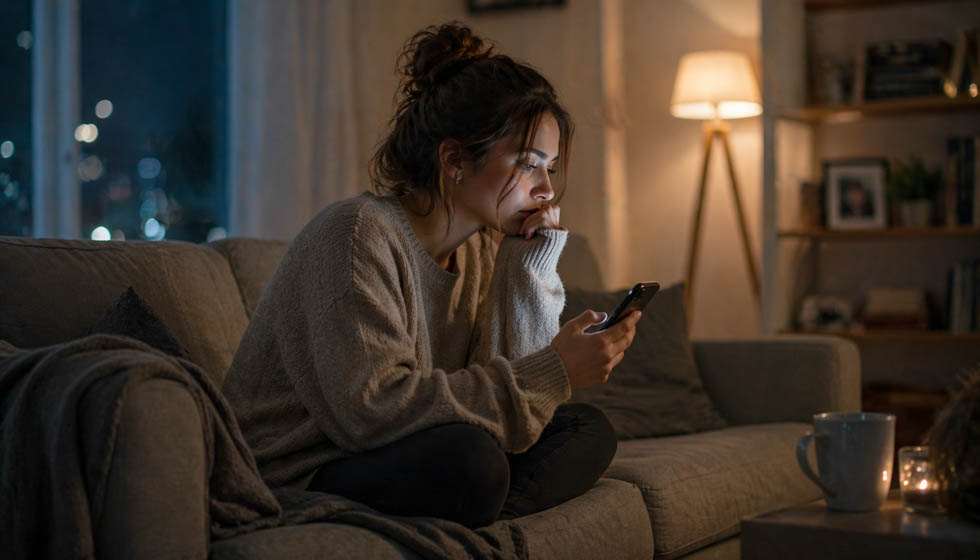 personne seule réfléchissant à une relation passée avec émotions contradictoires