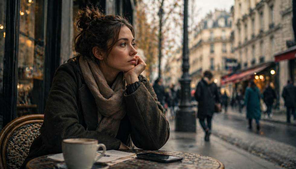 Personne surprise en pensant à un ex dans un moment du quotidien