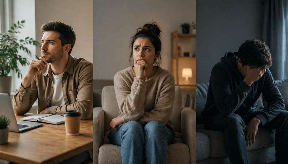 trois personnes avec attitudes différentes face à une décision importante