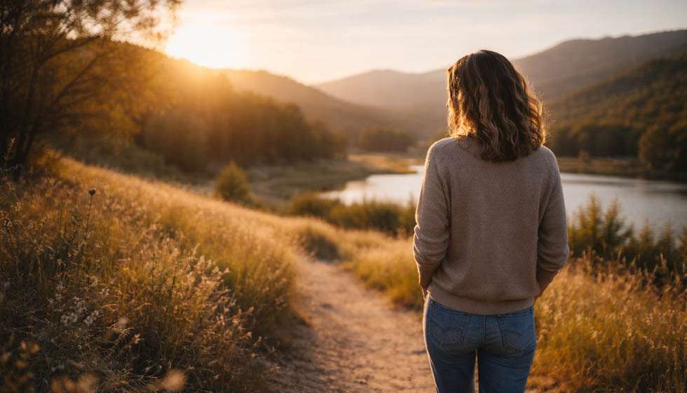 personne marchant seule en nature retrouvant son énergie après une relation difficile