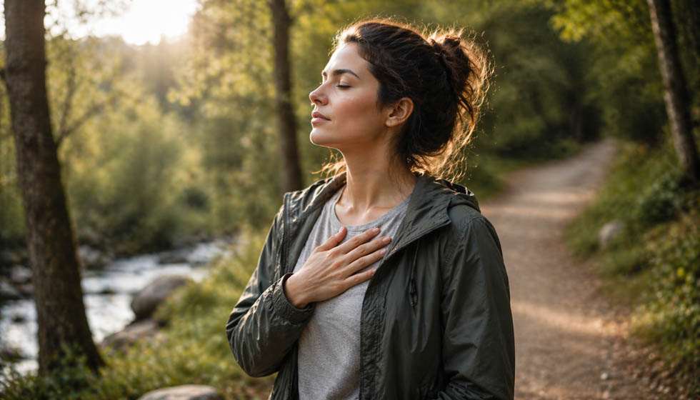 personne ressentant une intuition calme dans un moment de silence