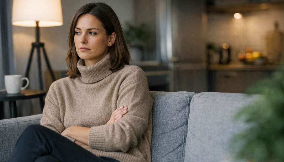 personne calme et fermée émotionnellement dans un contexte quotidien