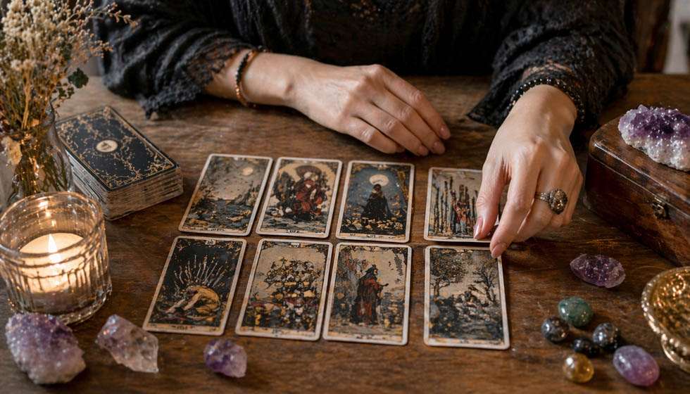 cartes tarot étalées montrant stagnation relationnelle lors d'un irage de tarot rupture amour