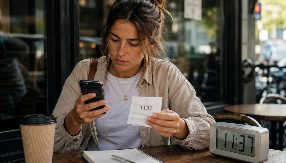 personne concentrée remarquant des chiffres sur différents objets du quotidien