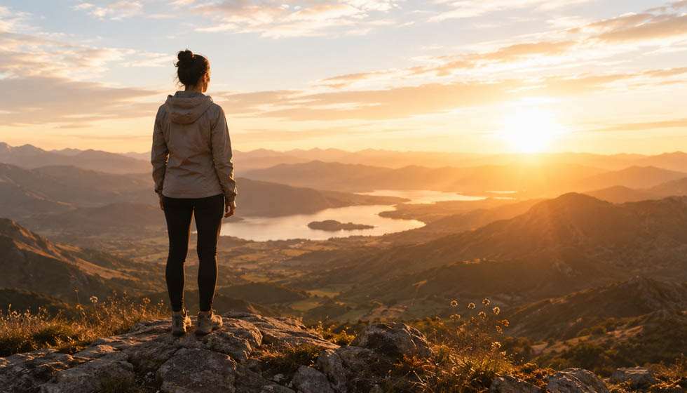 Silhouette face à un paysage au lever du soleil évoquant un avenir prometteur
