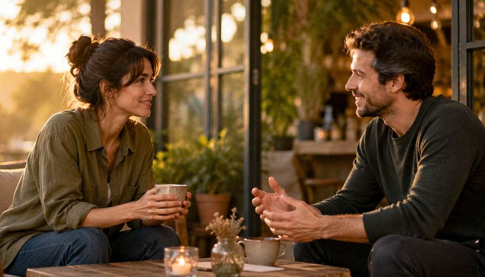 Personne prenant une profonde inspiration avant une conversation importante