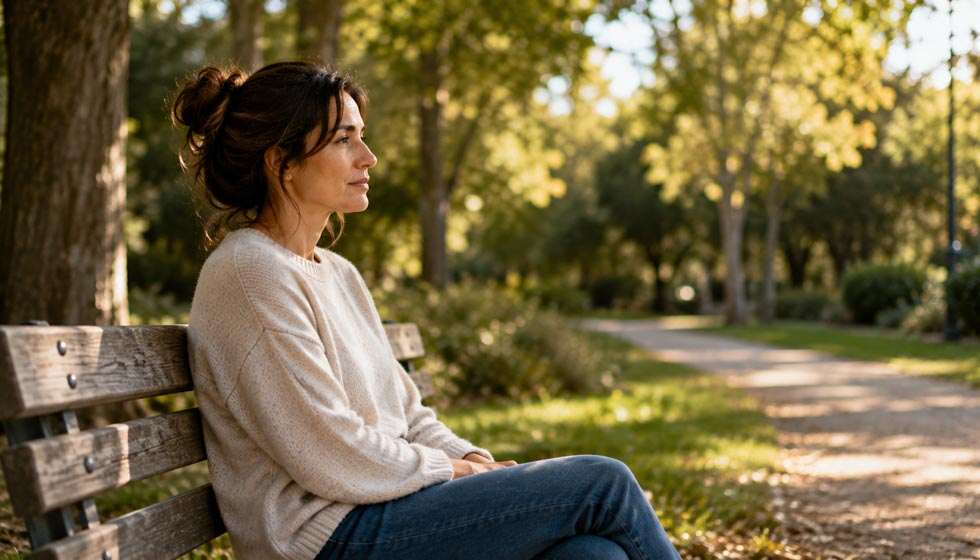 Personne prenant un moment de recul pour identifier calmement son propre ressenti
