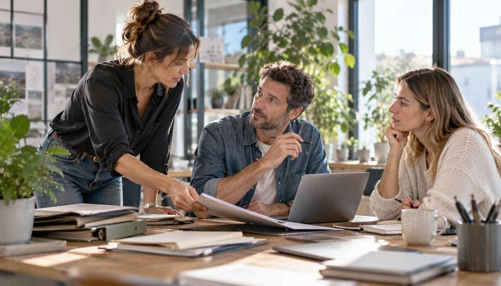 Collègues rééquilibrant leurs responsabilités pendant la Nouvelle Lune en Balance d’octobre 2026